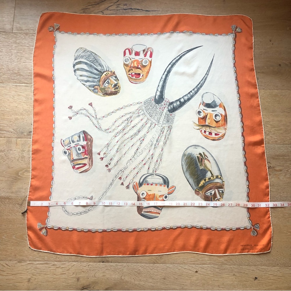 Vintage French silk scarf orange/white price firm! - Picture 3 of 6